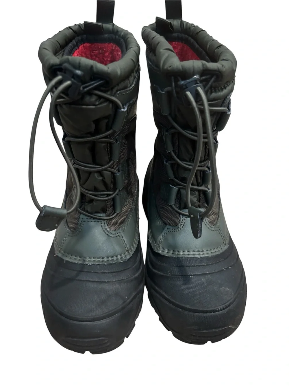 The North Face Olive Green and Red Insulated Boot Interior